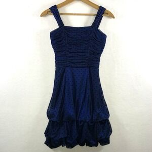 Morgan & Co Womens Y2K Party Dress XS Velvet Polka Dot Bubble Hem Ruched‎ 00s